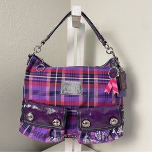 Coach Poppy Tartan Plaid Purple EUC